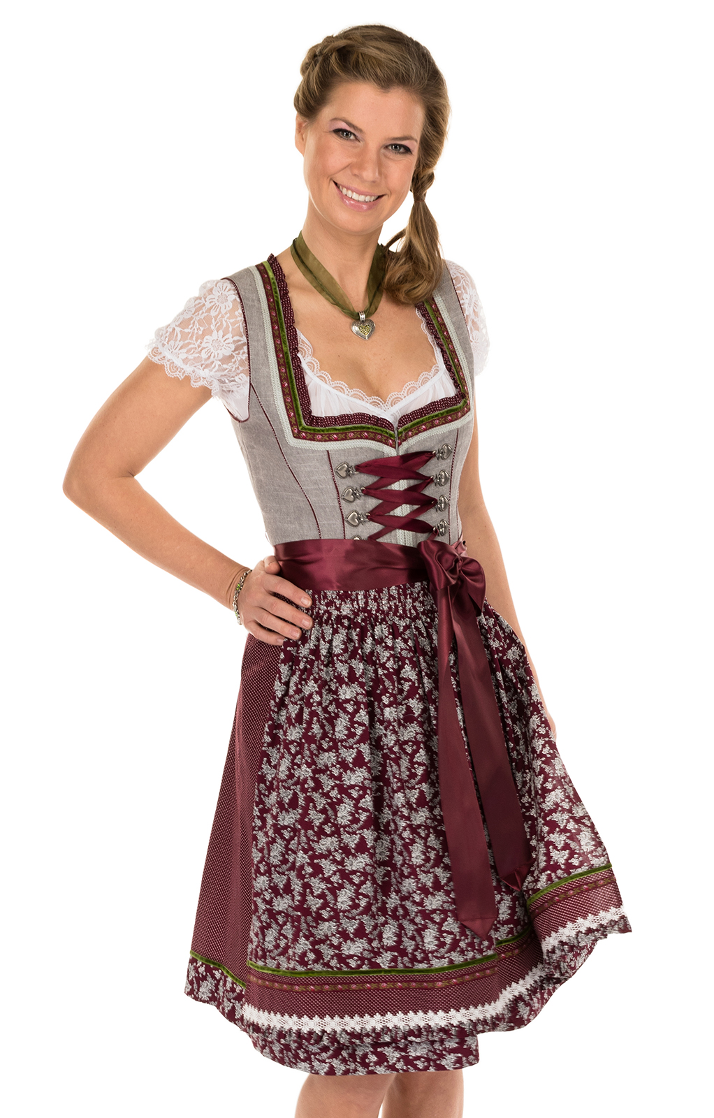 Mididirndl 60cm Krueger 90 anthra bordeaux 1